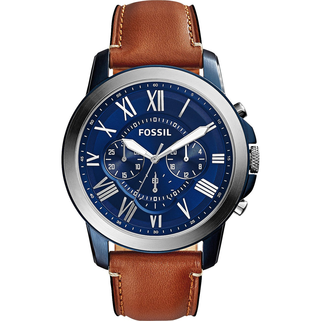 Fossil watch Grant Chrono 44mm blue quartz steel finishes PVD blue FS515151