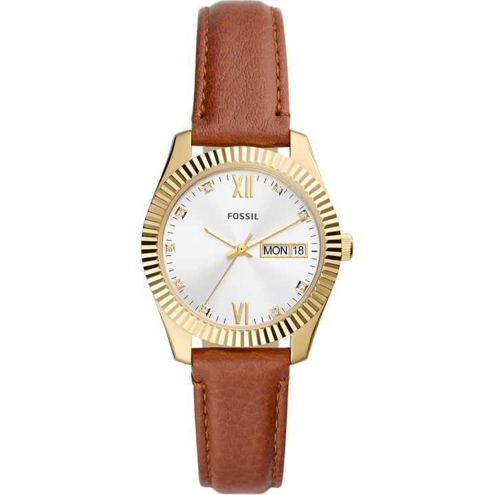 Skamielina Scarlette zegarek 32 mm srebrny kwarc stalowy wykończenie pvd żółte złoto ES5184