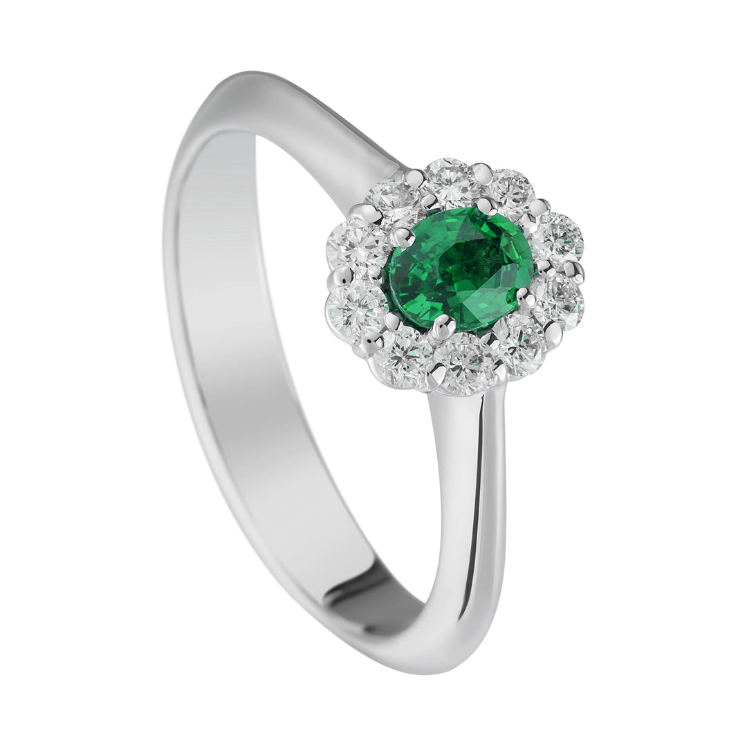 Golay 5x4 Oválný smaragdový prsten a diamanty