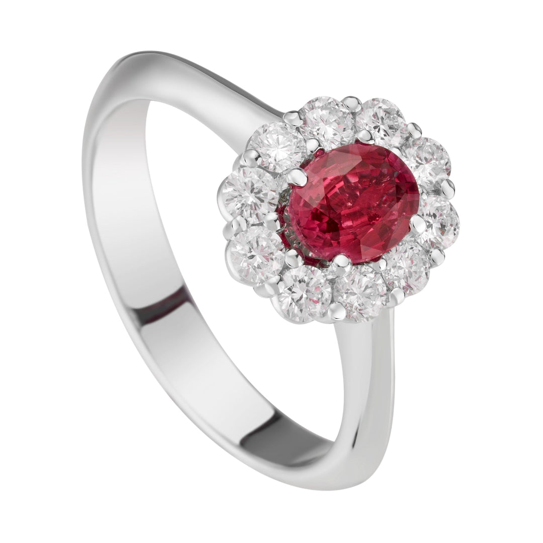 Golay 6x5 oválný rubínový prsten a diamanty