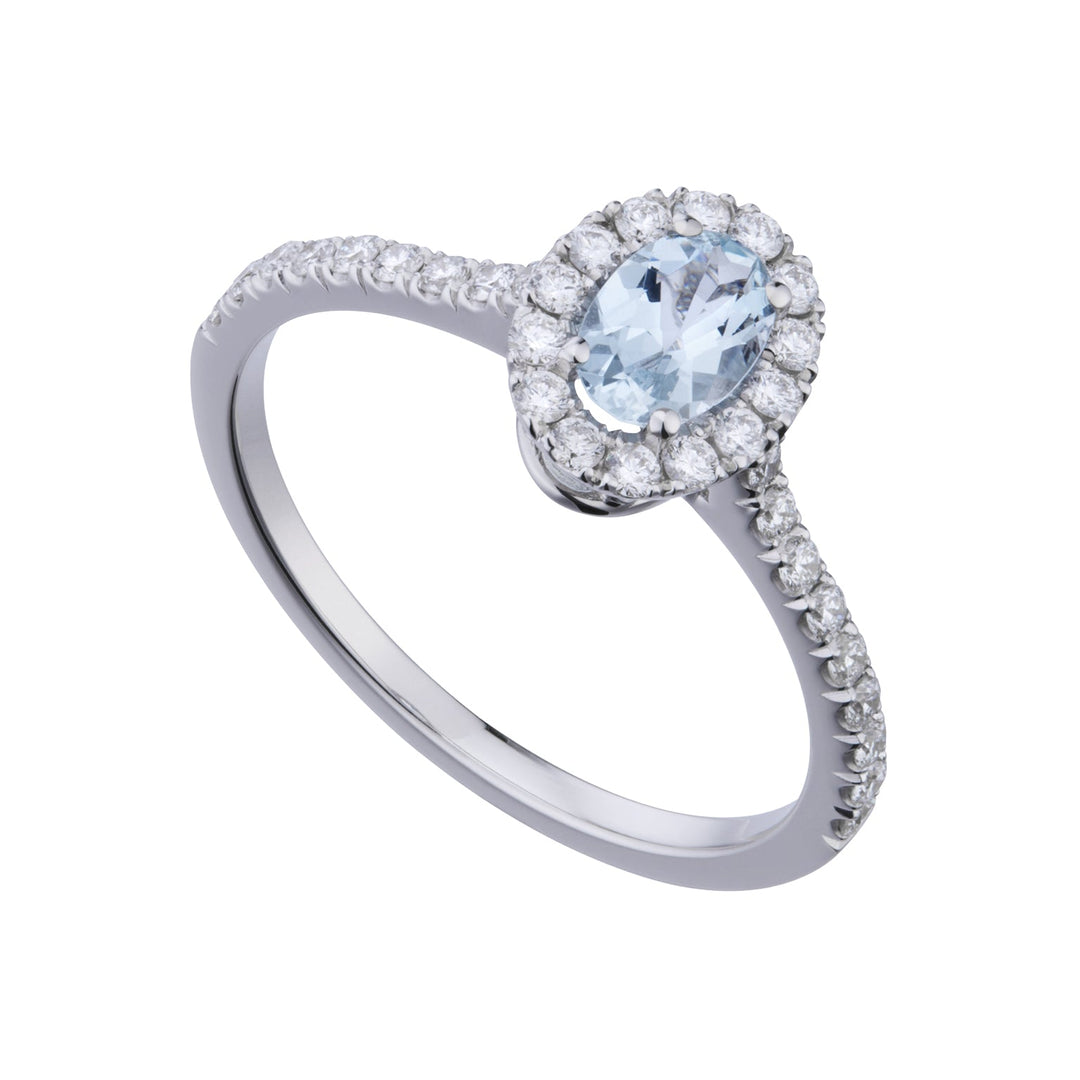 Golay Oval Aquamarine Ring a Diamonds
