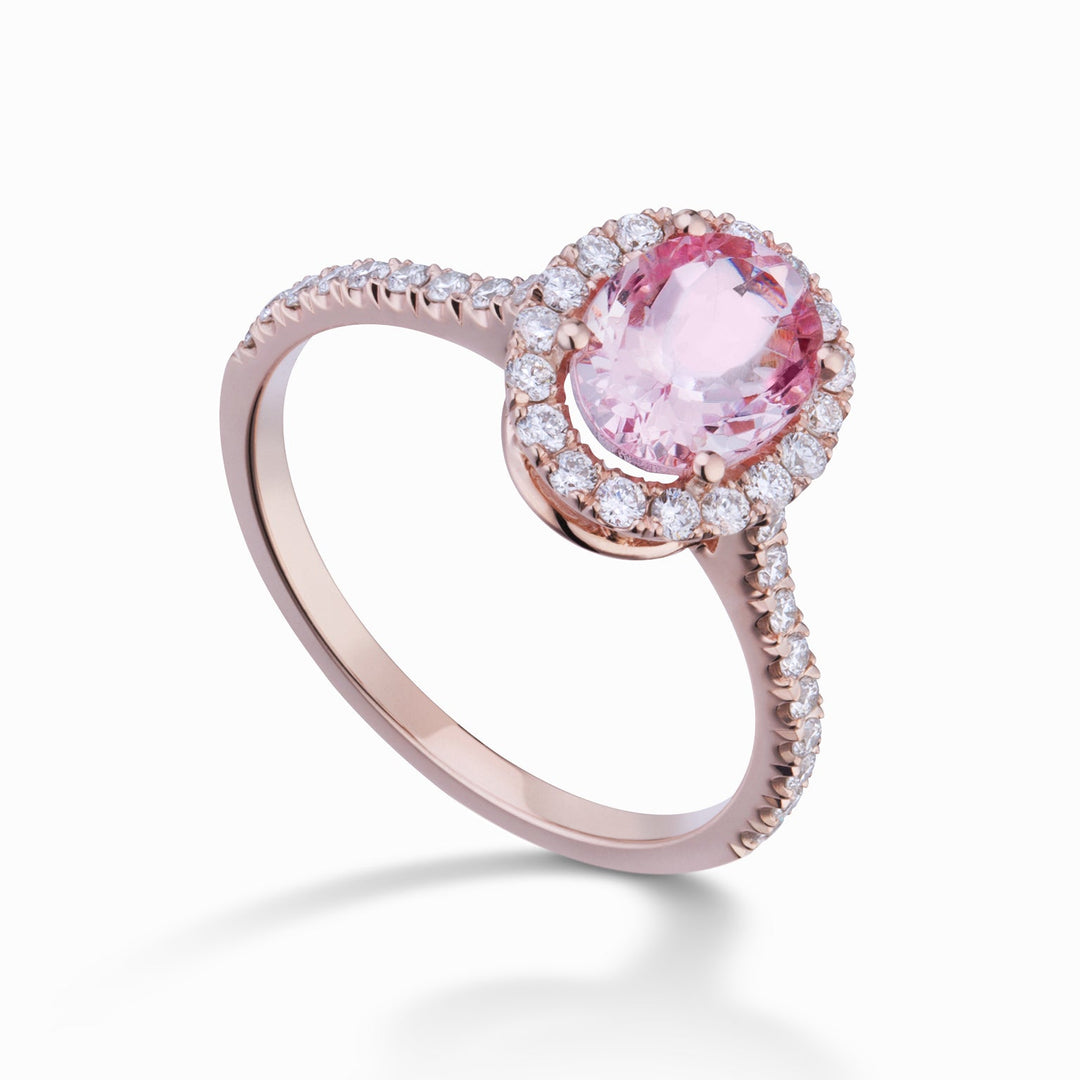 Golay Kunzite ovale en diamanten ring