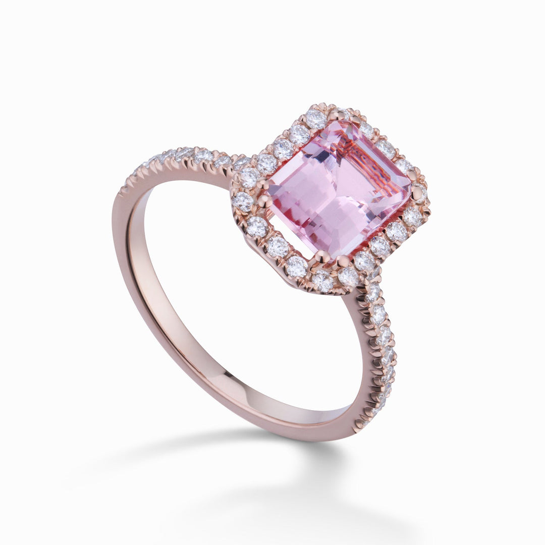 Pierścień pierścienia Golay Diamond i Kunzite