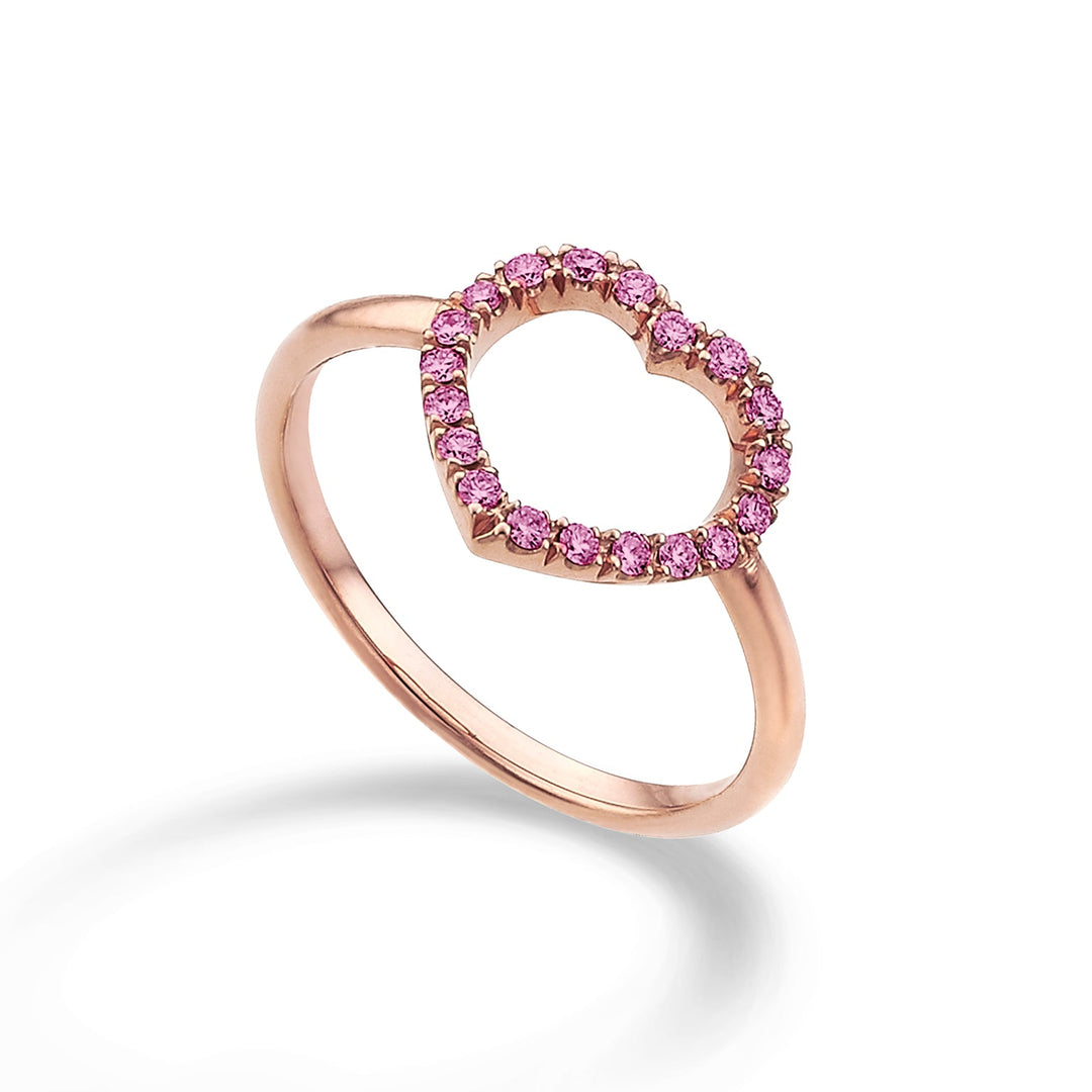 Golay Medium Heart Ring met saffieren roze