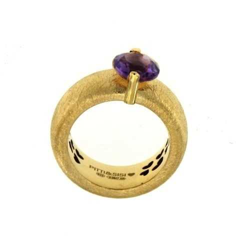 Pitti a Sisi Rainbow Ring Silver 925 Finish PVD Gold Yellow Quartz Purple A 8583G/086