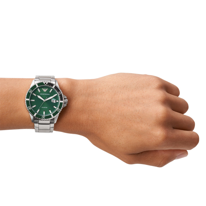 Emporio Armani Zegarek Mężczyźni Diver zielony 42mm kwarcowy stali AR11338