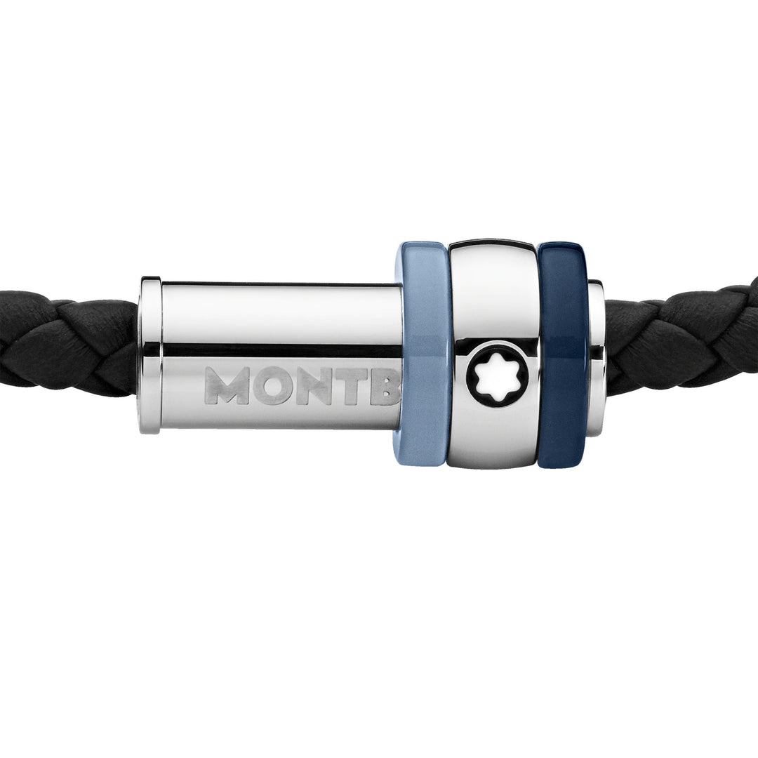 Montblanc bracelet Montblanc 1858 Ice Sea blue black braided leather size M 12951863