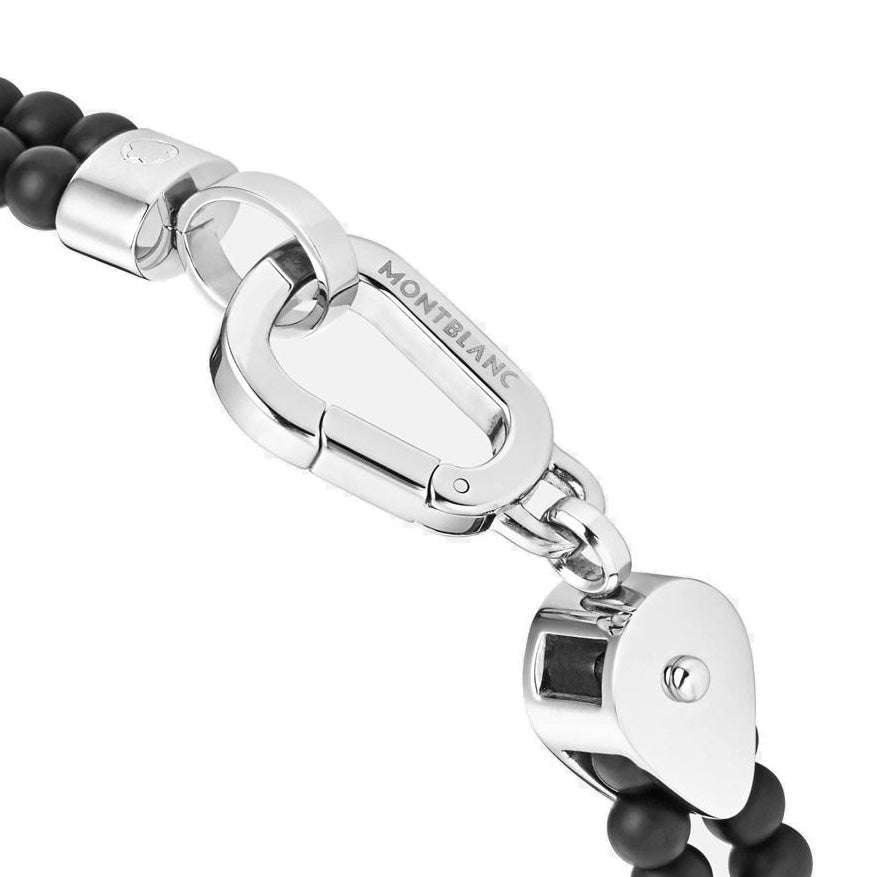 Montblanc Bracelet double tour Wrap Me en acier et onyx taille L 12596668