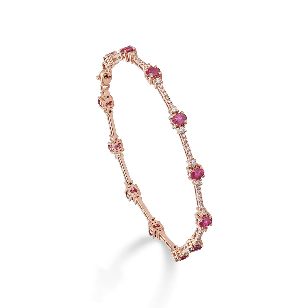 Bracelet Golay Segments Diamants et rubis 3X4
