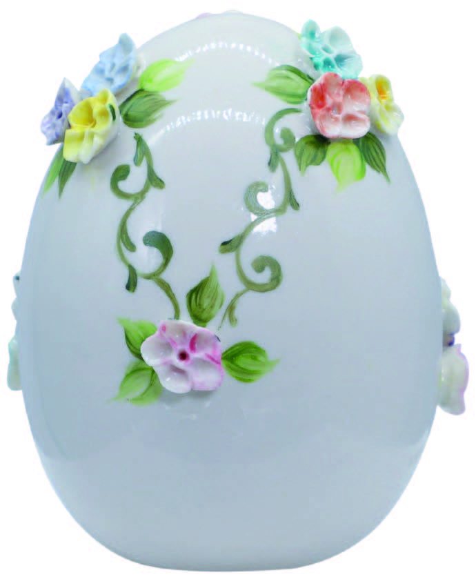 SBORDONE æg farvede blomster ø10cm h.14cm porcelæn fremstillet i Italien UO45/2