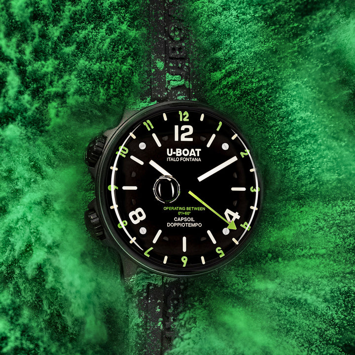 U-Boat Capsail Watch DLC Green Rehaut 45 mm czarna stal 8840