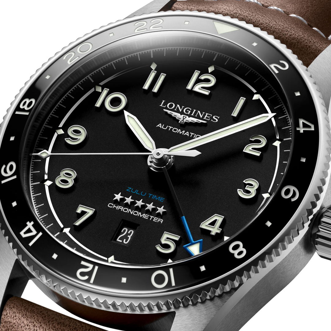 Longines Watch Spirit Zulu Time 42mm Černá automatická ocel L3.812.4.53.2
