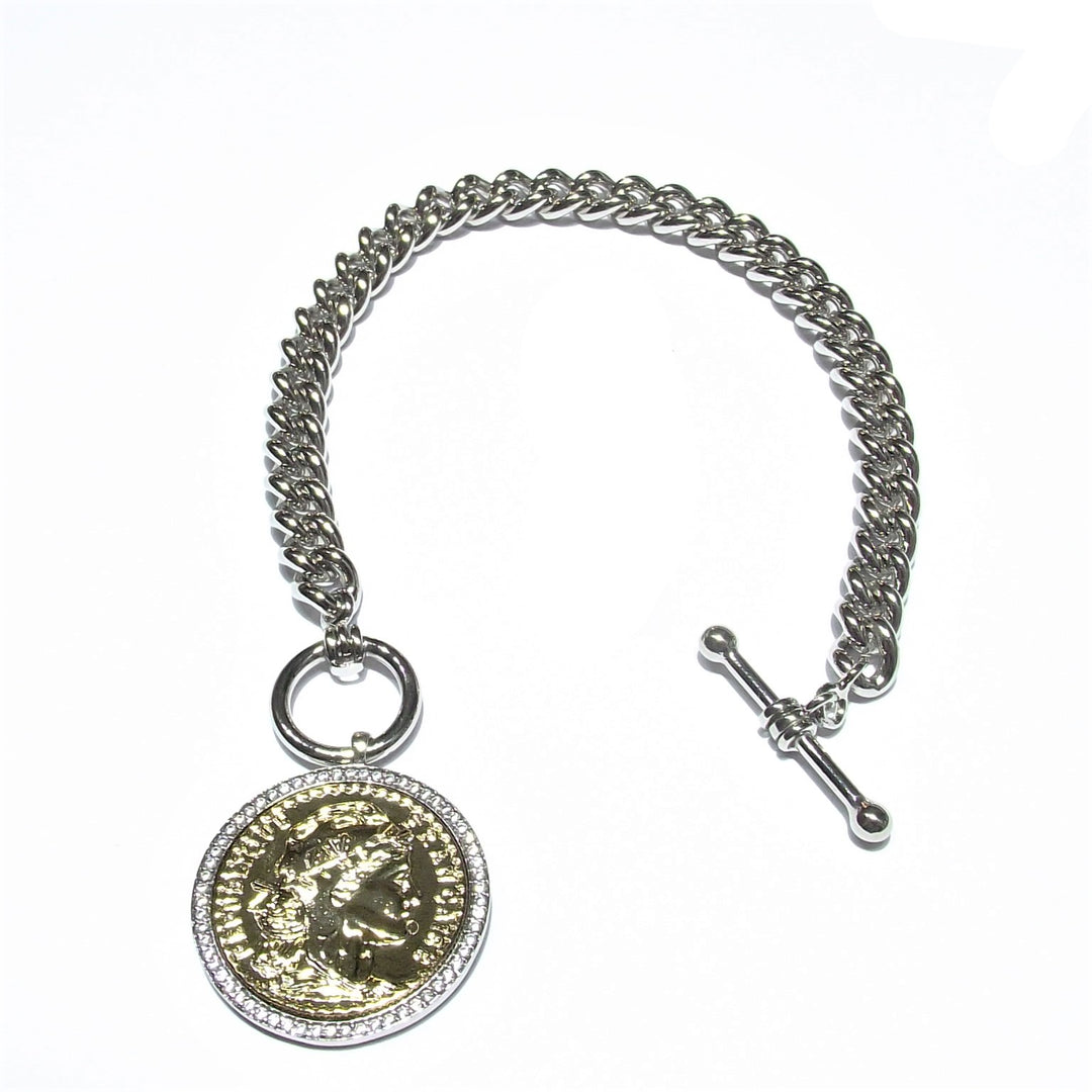 Bracelet à chaîne souveraine Strong Fashion Mood Collection bronze finition PVD platine J6191