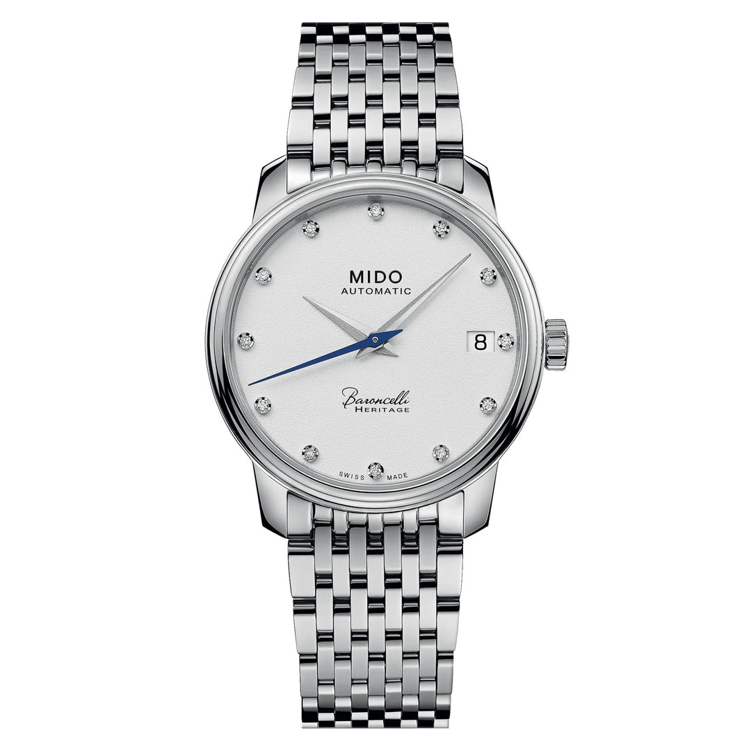 Mido Watch Baroncelli Heritage Lady 33 mm Bianco Automatyczna stal M027.207.11.016.00