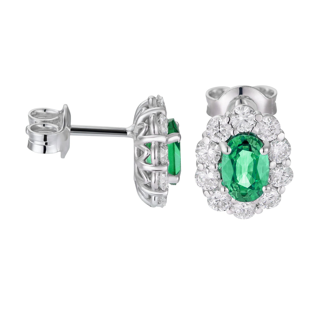 Golay 6x5 oválný smaragdové náušnice a diamanty