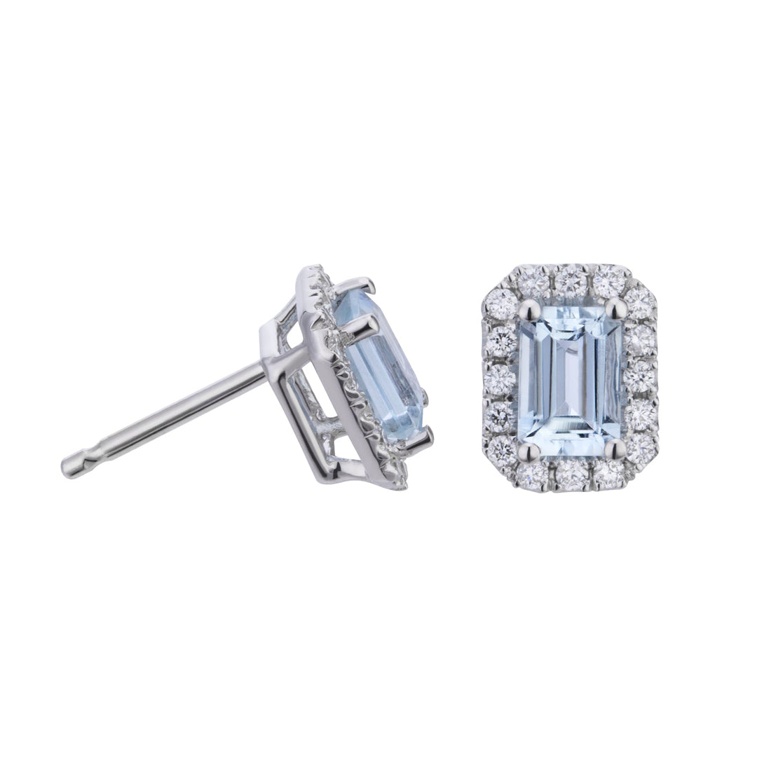 Golay Octagonal Aquamarine Earrings Diamonds