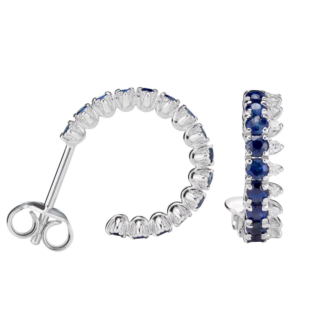 Golay Linear Circle Earring Blue Sapphires en White Diamonds