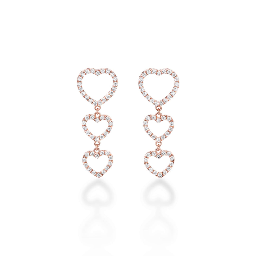 Golay 3 Hearts Earrings Pendants and Diamonds