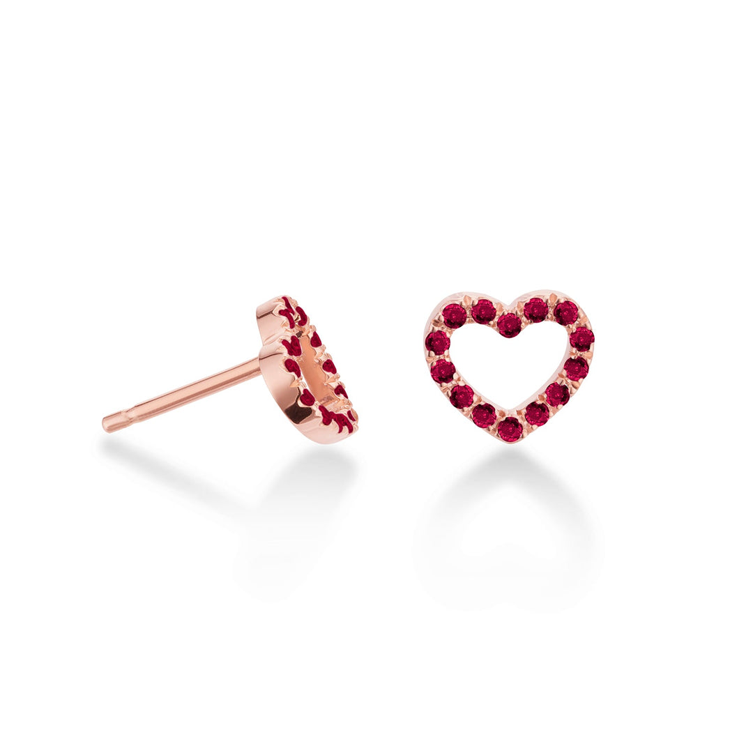 Golay Small Heart Earrings With Rubies