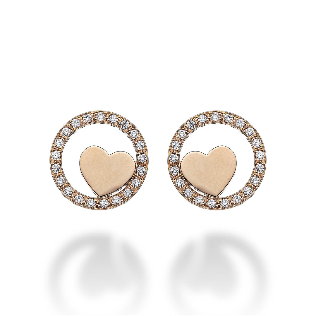 Golay Heart -oorbellen "liefde" met Circle Diamonds