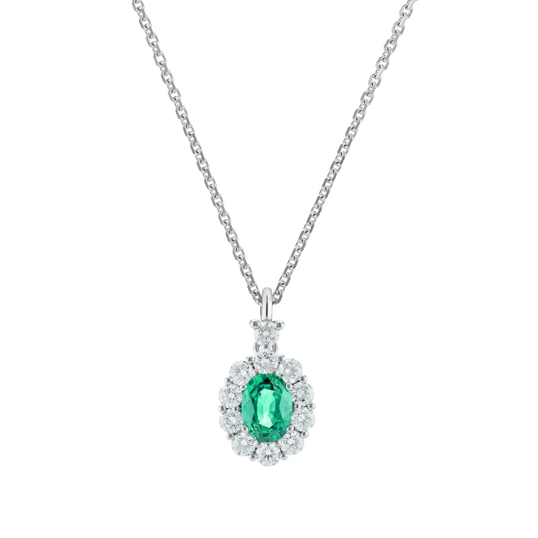 Golay Oval Emerald Pendant 5x4 i diamenty i obsada