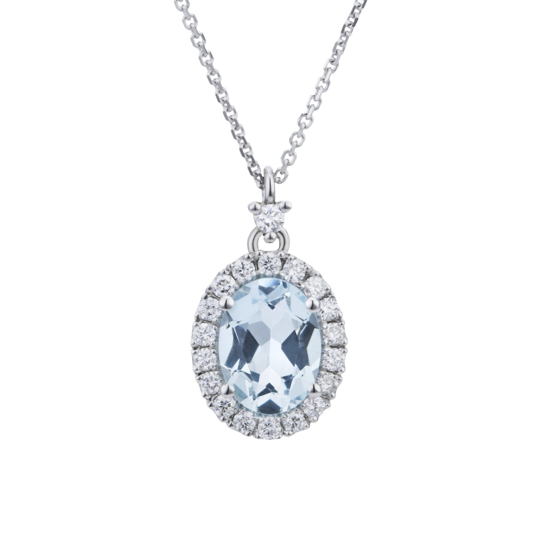 Golay přívěsek oválný aquamarine a diamanty