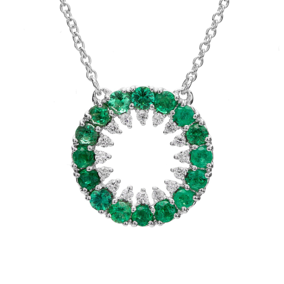 Golay Pendant Circle Emeralds og hvid diamant side skål