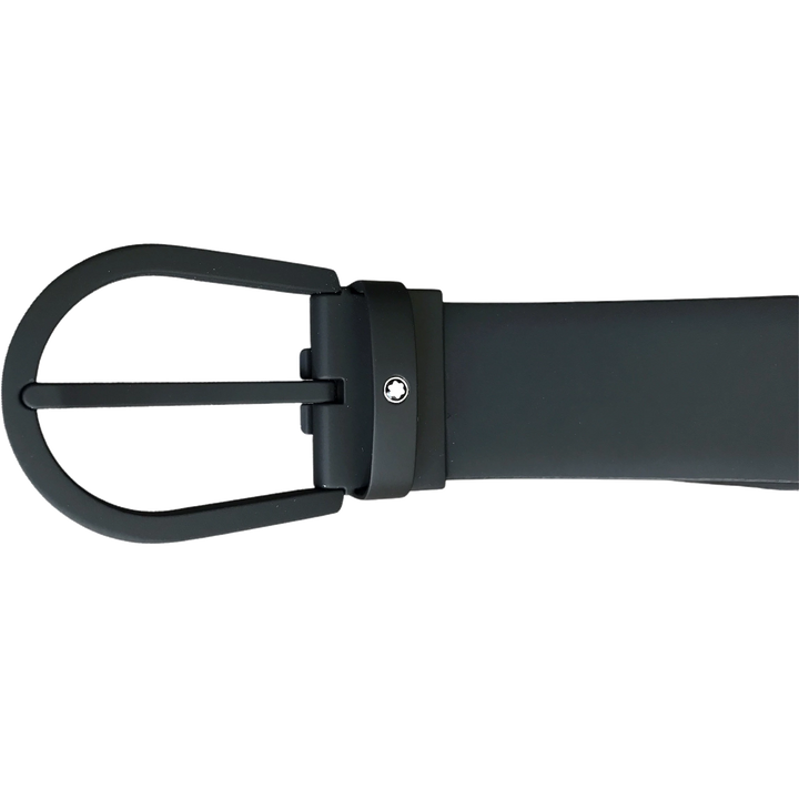 Montblanc 35 mm bælte sort spænde og sort læder gummieret 129431