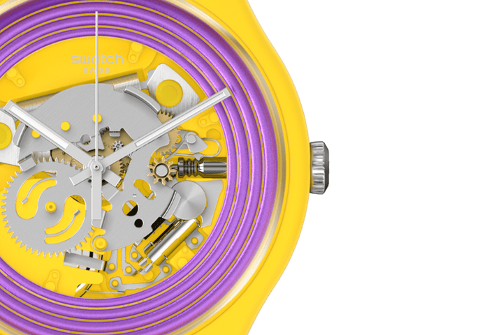 Swatch Purple Rings Yellow Originals New Gent Biosourced 41mm SO29J100