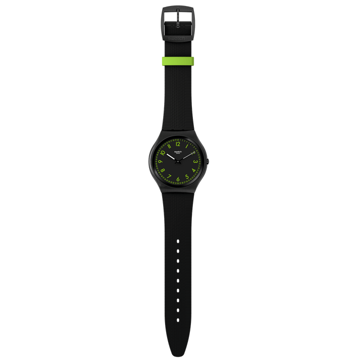 Swatch szczotkowane zielone oryginały ironia skóry 42 mm SS07B108