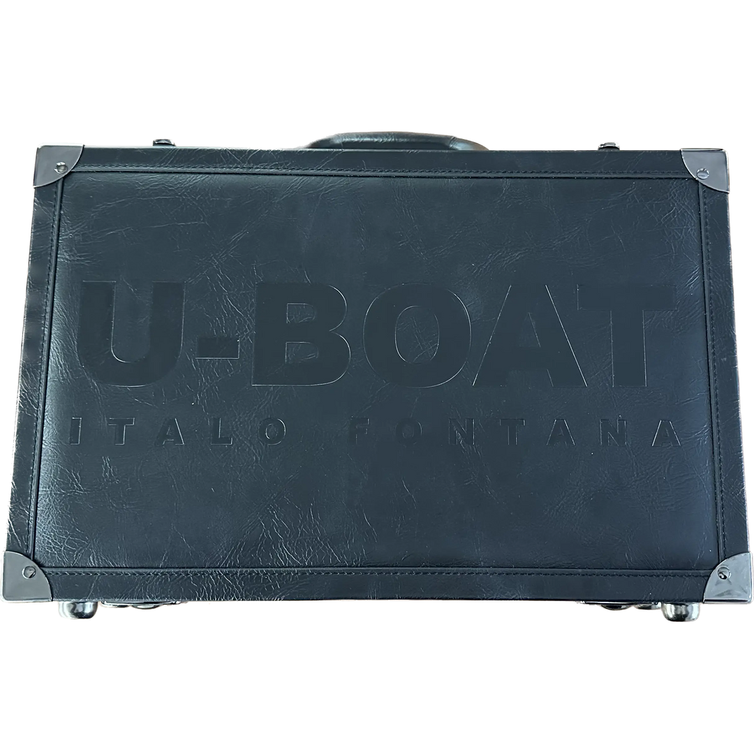 Czarna skórzana walizka U-łódź przynosi 5 zegarków podróżnych Uboat-001