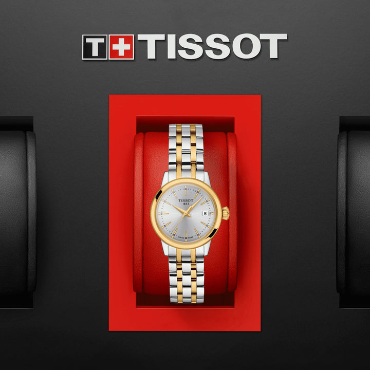 Tissot Classot Dream Lady 2 28 mm Srebrny kwarc stalowy stalowa PVD żółte złoto T129.210.22.031.00