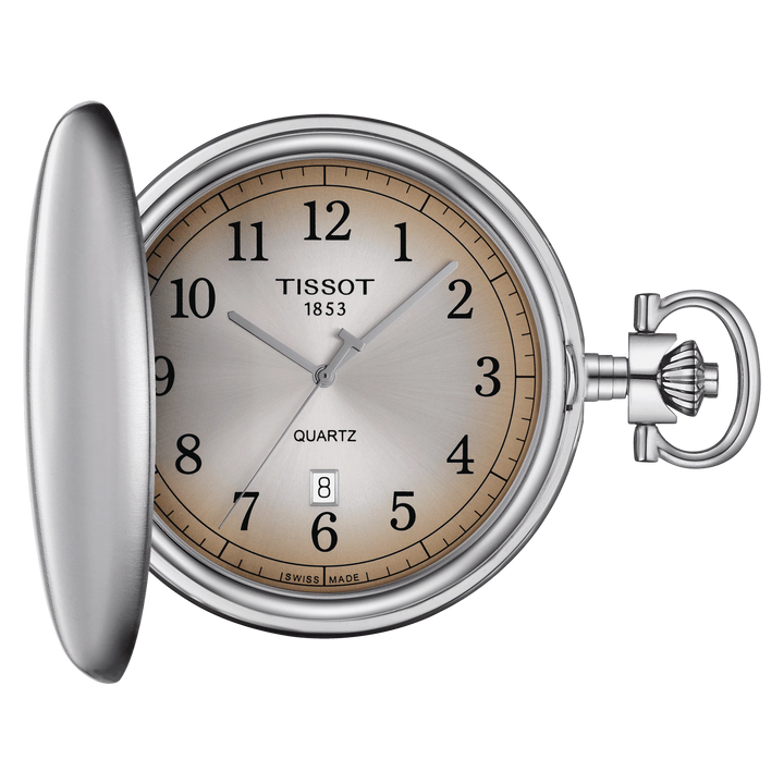 Tisssot pocket watch Savonette 48.5mm beige quartz steel T862.410.19.292.0