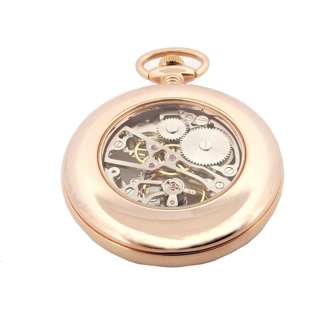 Pryngps Pocket Watch Skeleton Manual Charge Oceel povrch PVD Gold Pink T052/L