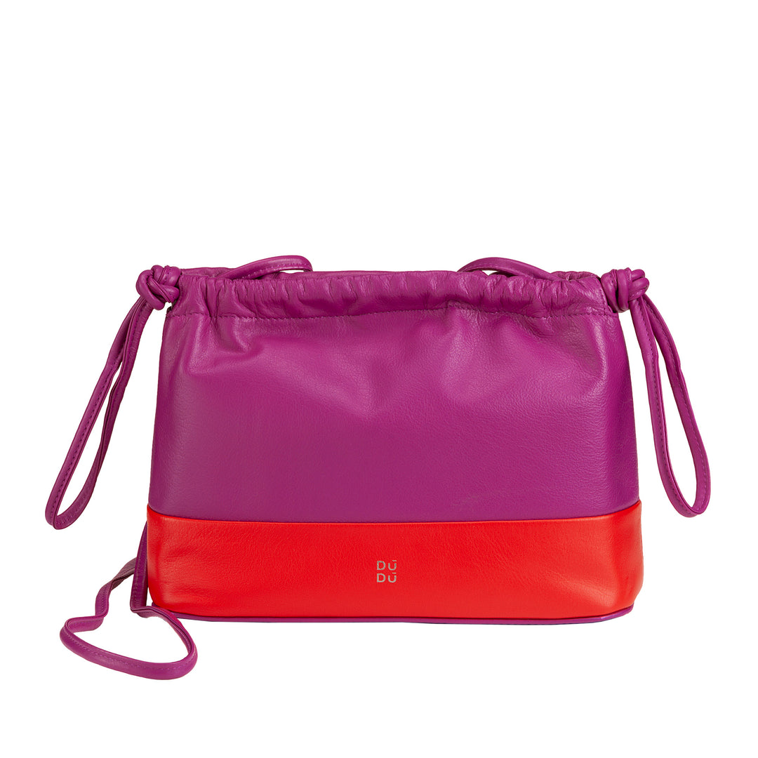 DuDu Dámská taška v měkké kožené tašce, barevná taška spojky spojky s coulisse a ramenní popruh