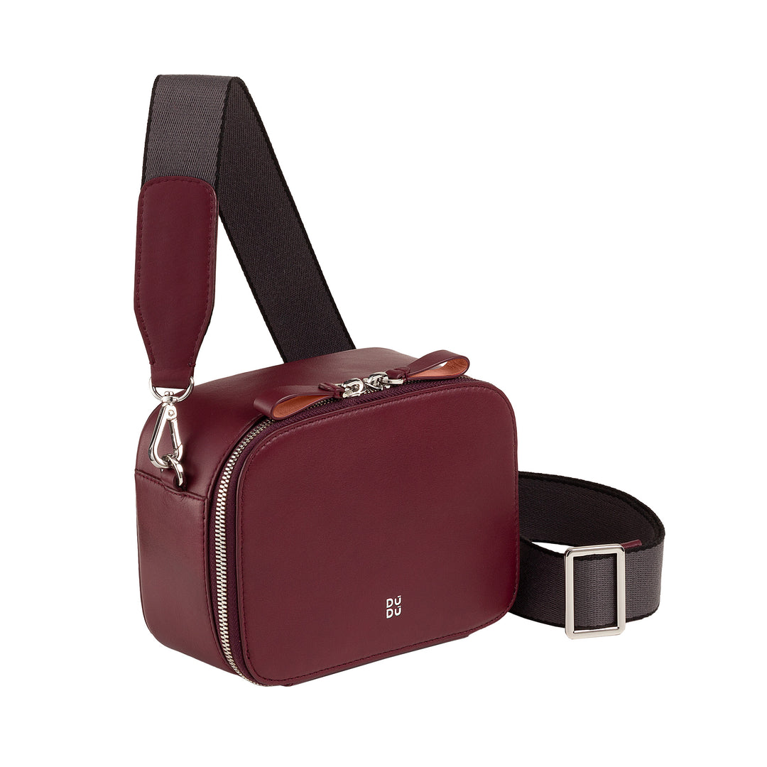 DuDu Malá kožená taška na rameno v kůži, místnost s taškou s dvojitým ramenním popruhem, uzavřením zipu, elegantní kompaktní design taška