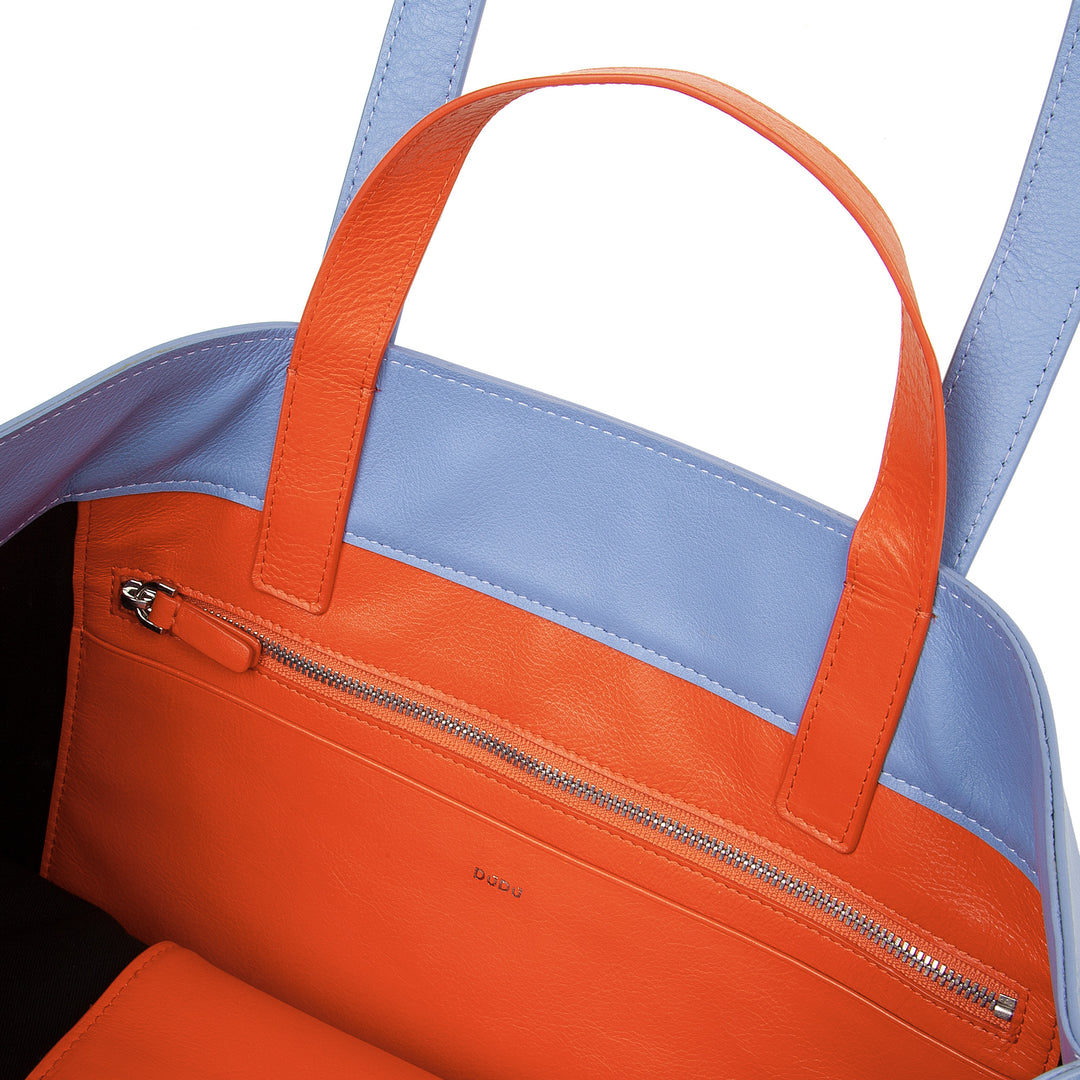 DuDu Měkká dámská taška, nákupní taška v barevné kůži, dvojitá držadla, elegantní taška na rameno, velká kabelka