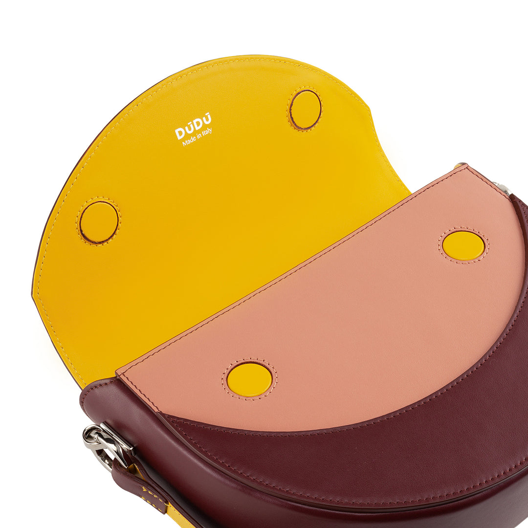 DuDu Dámská taška s pevnou koženou stolicí v Itálii kůže s dvojitým ramenním popruhem a magnetickým uzavřením