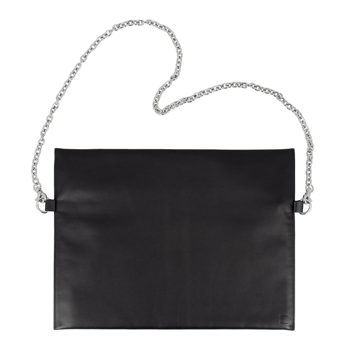 DuDu Czarna torba na bash kobiet w skórze z eleganckim cienkim łańcuchem designowym z zamkiem błyskawicznym