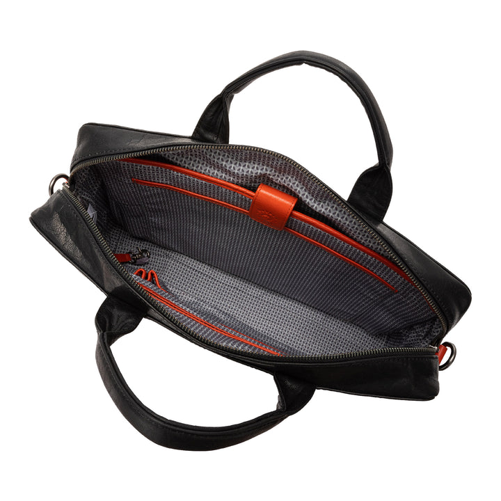 Nuvola læderpose pc -dør i mænds lædermappe Elegant computerholder med skulderrem og lynlås
