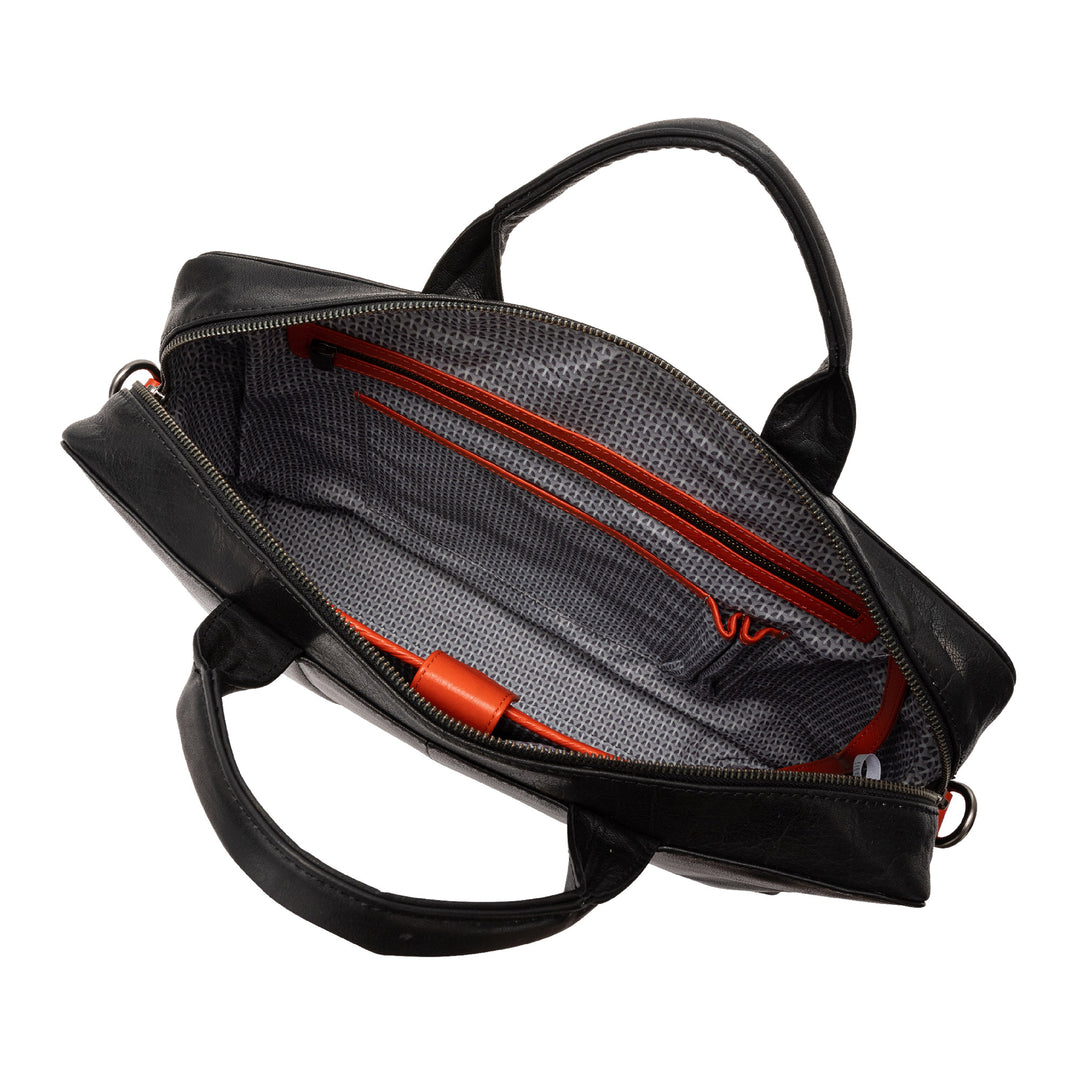 Cloud Leather Men's Leather PC Bag Handbag Elegant Computer Portfolio with Shoulder and Zip