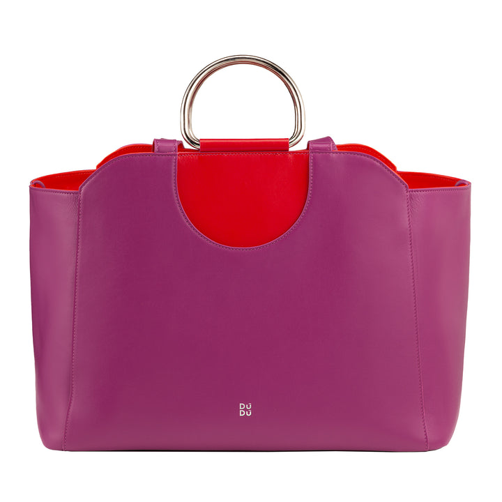 DuDu Velké ženy nakupující v barevném vyrobeném v Itálii, kabelky, tašce na ramen, s dvojitými kliky a kliky