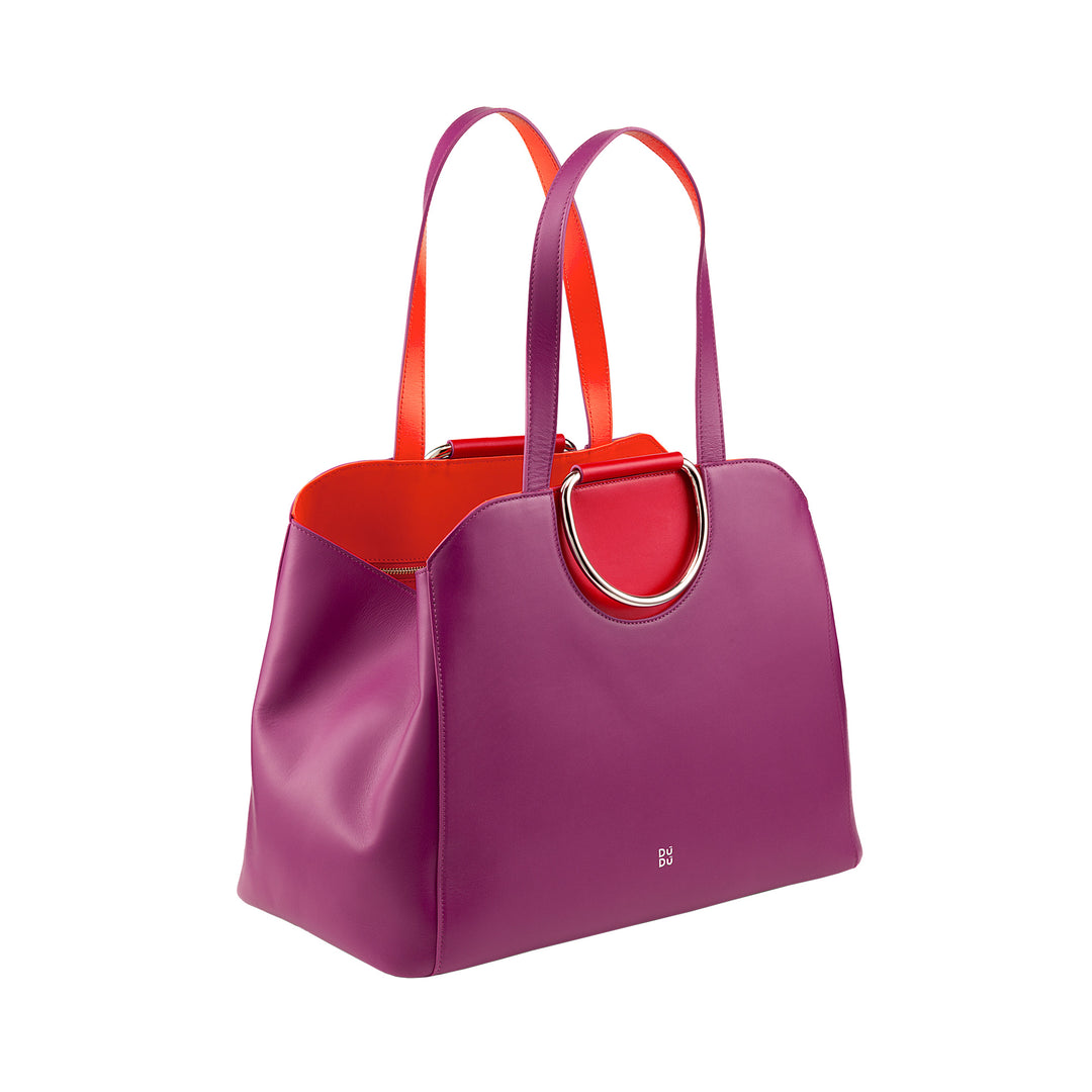DuDu Velké ženy nakupující v barevném vyrobeném v Itálii, kabelky, tašce na ramen, s dvojitými kliky a kliky