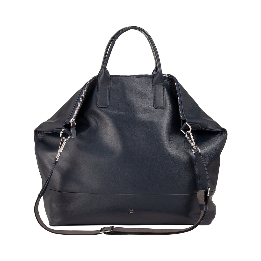 DuDu Velká kožená velká dámská taška, velká taška na ramen s odnímatelným pásem, kabelka se dvěma držadly a uzavřením zipu