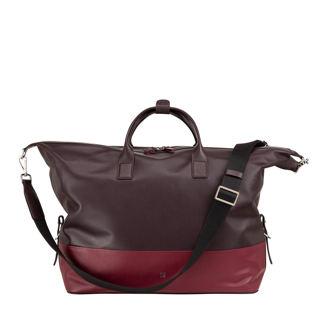 DuDu Cestovní taška muži v kožené ženě, víkendová taška se dvěma držadly, ruční zavazadla nebo ramenní popruh 28 litrů se zipem
