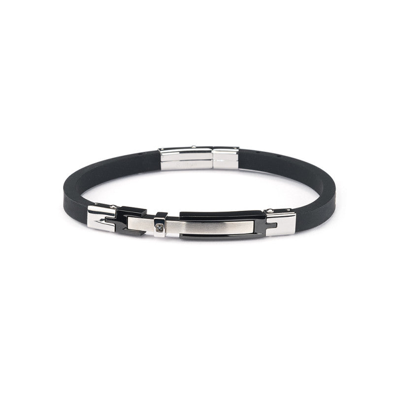 Sovereign Bracelet Infinity Collection Steel PVD afslutter sort caucciù J5400
