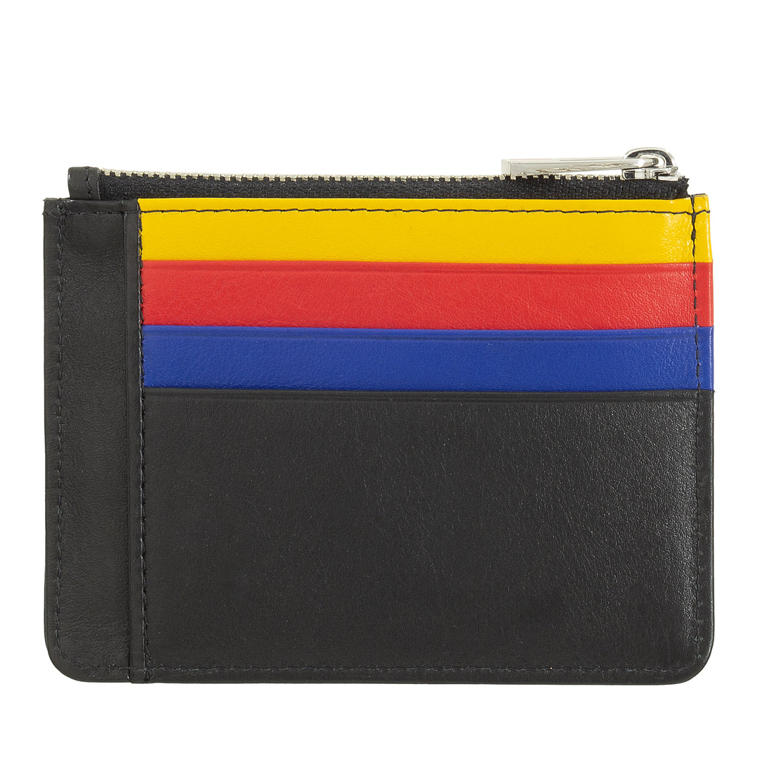 Karty kredytowe Dudu Sachet w prawdziwym kolorowym skórzanym portfelu z zamkiem błyskawicznym