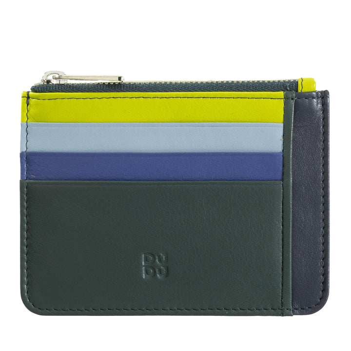 DuDu Kreditkortpose i ægte farverig læder tegnebog med lynlås