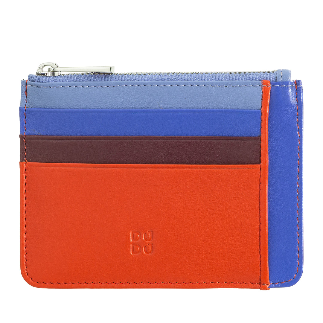 DuDu Kreditkortpose i ægte farverig læder tegnebog med lynlås