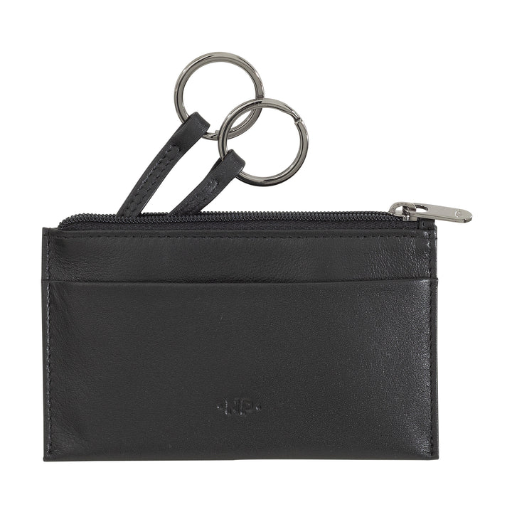 Nuvola Leather Keychain a Portamonete ve Vera Nappa Leather Packet pouzdro se zipem a 2 kroužky pro klíče